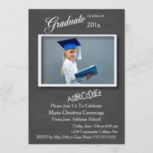 Chalkboard Photo Frame Graduation Invitation 2