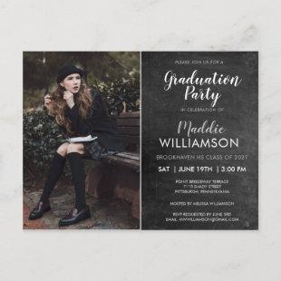 Chalkboard Photo Graduation Party Invitation Postcard