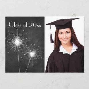 Chalkboard Photo Sparkler Graduation Invite