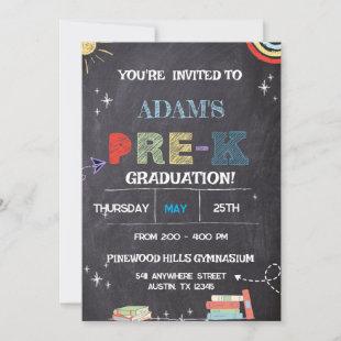 Chalkboard pre k Graduation  Invitation