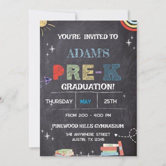 Chalkboard pre k Graduation  Invitation