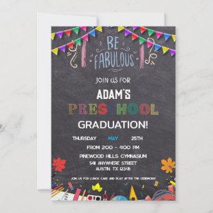 Chalkboard Preschool Graduation Invitation