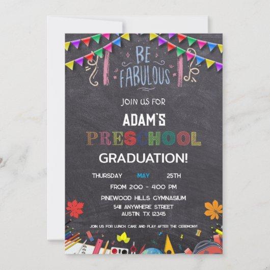 Chalkboard Preschool Graduation Invitation