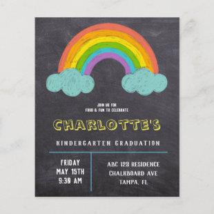 Chalkboard Rainbow Kids Budget Graduation Invite