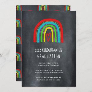 Chalkboard Rainbow Kindergarten Graduation  Invitation