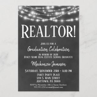 Chalkboard Realtor Graduation Party Invitation