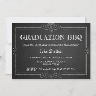 Chalkboard Rustic Graduation BBQ | Handwritten Invitation