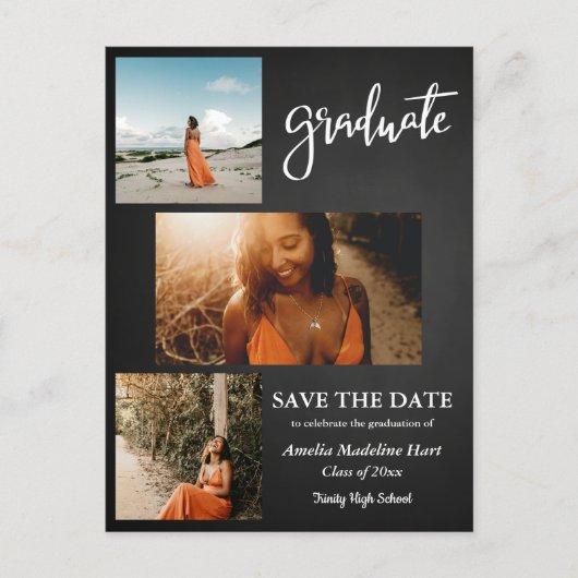 Chalkboard Rustic | Save The Date Graduation Party Announcement Postcard