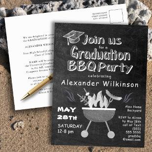 Chalkboard Simple Graduation BBQ Party Invitation Postcard