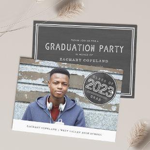 Chalkboard Stamp Photo Graduation Party Invitation