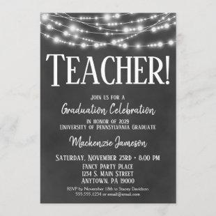 Chalkboard Teacher Graduation Party Invitation