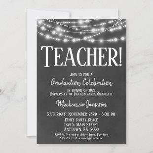 Chalkboard Teacher Graduation Party Invitation