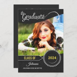 Chalkboard Theme Class of 2024 Graduation Invitation