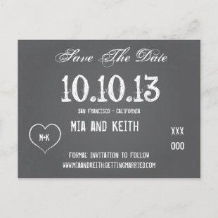 Chalkboard Wedding Save The Date Postcard