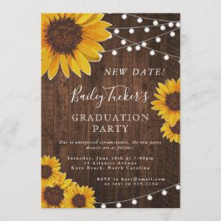Change of Date Rustic Sunflower Graduation Party Invitation