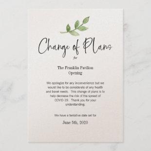 Change of Plans Business Personal Event COVID 19 Invitation