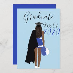 Cheerleader | Dark Hair Blue | Graduation Invite