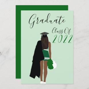 Cheerleader | Dark Hair Green | Graduation Invite