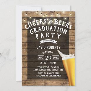 Cheers & Beers String Lights Graduation Party Invitation