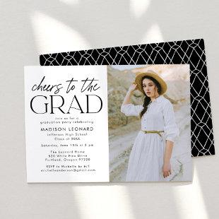 Cheers to the Grad Black Photo Graduation Party Invitation
