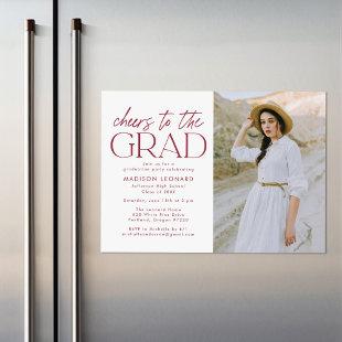 Cheers to the Grad Burgundy Graduation Party Magnetic Invitation