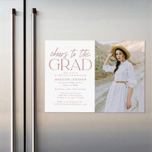 Cheers to the Grad Dusty Rose Graduation Party Magnetic Invitation