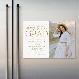 Cheers to the Grad Gold Photo Graduation Party Magnetic Invitation