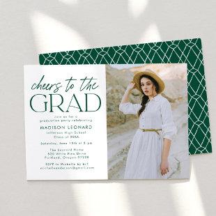 Cheers to the Grad Green Photo Graduation Party Invitation