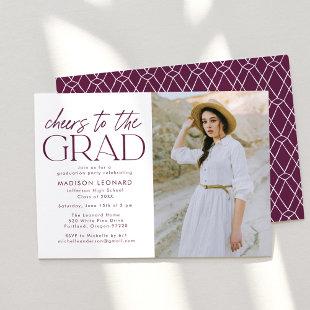 Cheers to the Grad Purple Photo Graduation Party Invitation