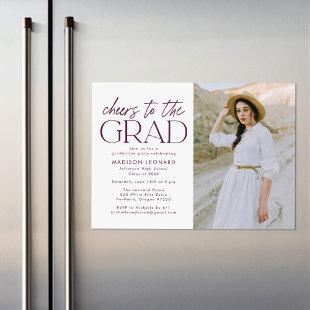 Cheers to the Grad Purple Photo Graduation Party Magnetic Invitation