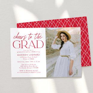 Cheers to the Grad Red Photo Graduation Party Invitation