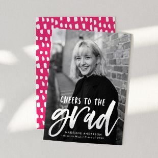 Cheers to the Grad Script Hot Pink Graduation Announcement