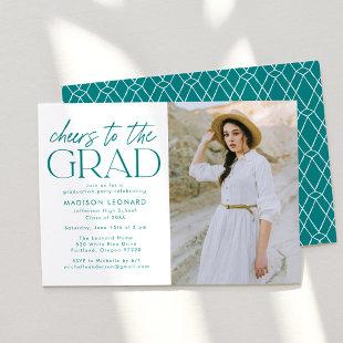 Cheers to the Grad Teal Photo Graduation Party Invitation