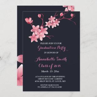 Cherry Blossom  Graduation Party Invitation