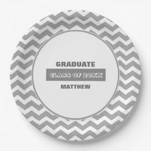 Chevron Pattern Graduation Party Paper Plates