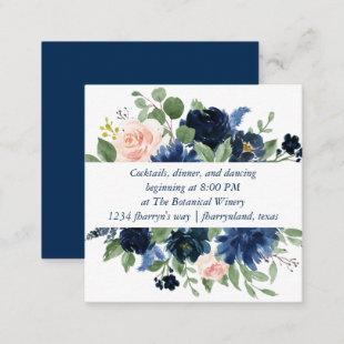 Chic Blooms | Navy Blue and Blush Reception Detail Enclosure Card