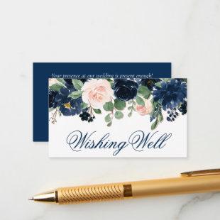 Chic Blooms | Navy Blue and Blush Wishing Well Enclosure Card