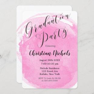 Chic Blush Pink Watercolor Graduation Party  Invit Invitation