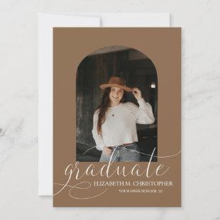 Chic Brown Arch 5 Photo Collage Graduation Announcement