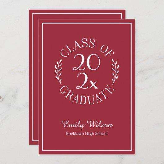 Chic Burgundy Class Of Typography Graduation Party Invitation