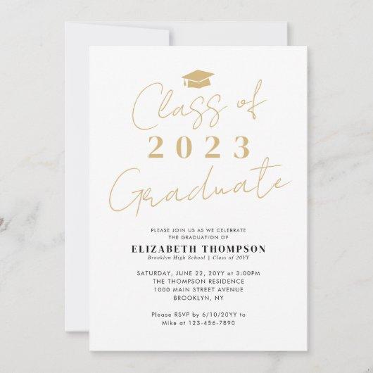 Chic Class of 2023 Gold Graduate Graduation Party Invitation