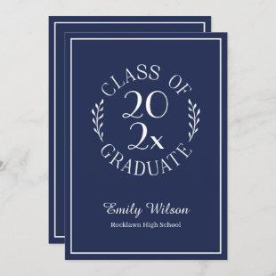 Chic Class Of 2024 Navy Blue Graduation Party Invitation