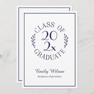 Chic Class Of 2024 Navy White Graduation Party Invitation