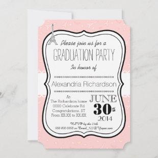 Chic classy Paris eiffel tower Graduation party Invitation