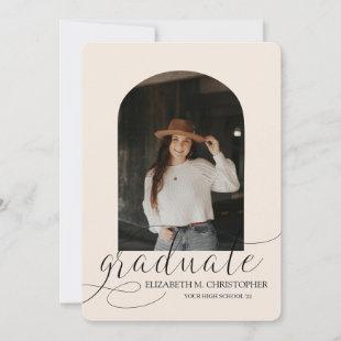 Chic Cream Arch 5 Photo Collage Graduation Announcement