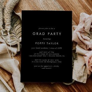 Chic Dark Black Grad Party Invitation