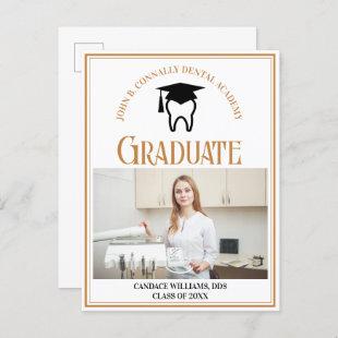 Chic Dental School Photo Custom Graduation Announcement Postcard