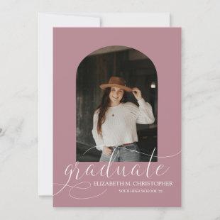 Chic Dusty Rose Arch 5 Photo Collage Graduation Announcement
