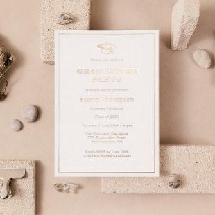 Chic Elegant Black & Rose Gold Graduation Party Foil Invitation