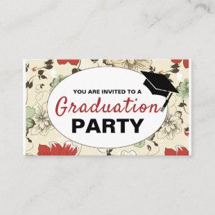 Chic Floral Cap, Graduation Party Invitation